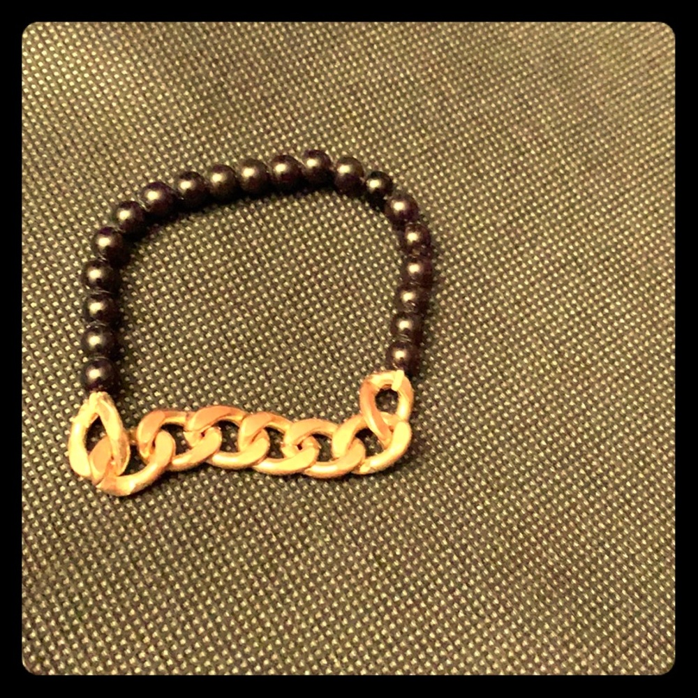 Gold and black beaded bracelet